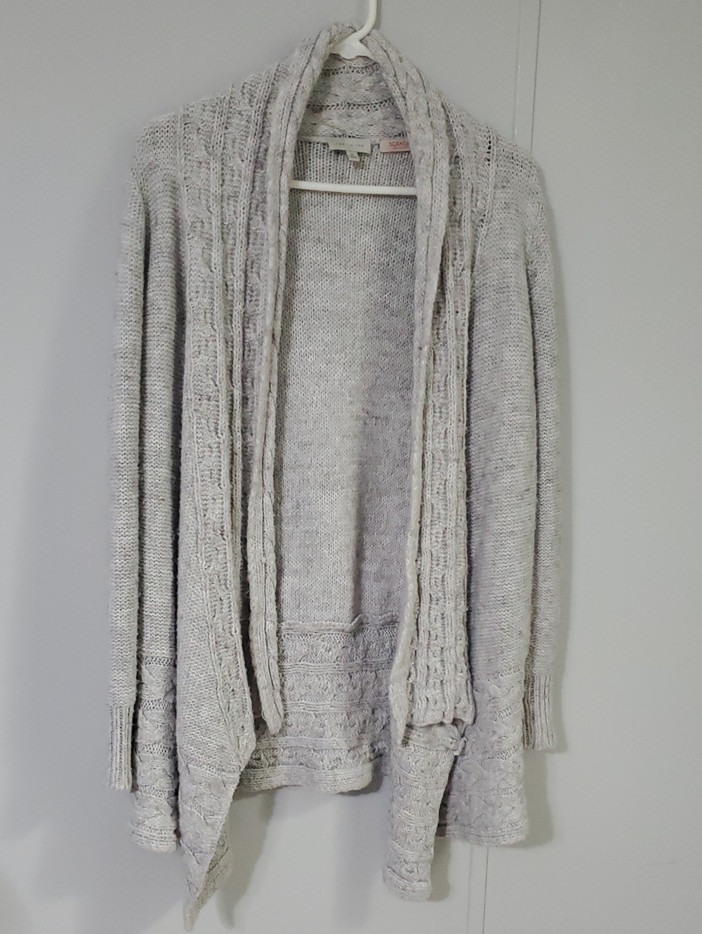 SCANDAL COLLECTION The Limited Light Gray Open-Front Cable Knit Cardigan